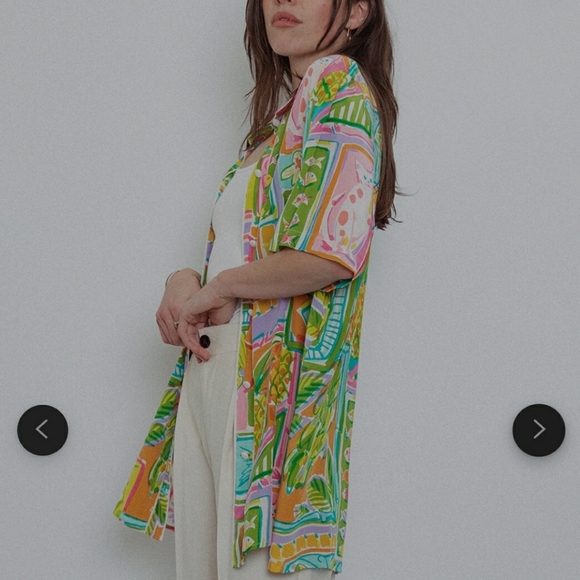 Bob Mackie Wearable Art Silk Open Front Kimono Top Cats Monkeys Fruit Fish sz S - Picture 4 of 16